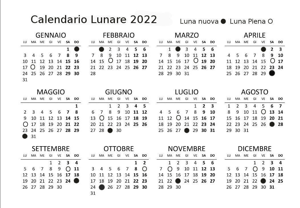 Calendario Lunare 2022